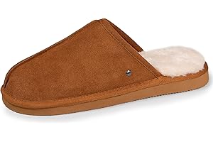 Isotoner Chaussons Mules Homme en Cuir et Interieur Ultra Doux en Fausse Fourrure