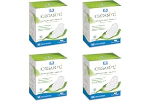 ORGANYC Organ(y)c, Compresas Día con Alas Dobladas de Algodón Certificado 100% Bio - 4 paquetes x 10 compresas (Total 40 unidades)