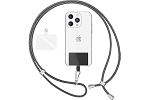 NALIA Bunte Universal-Kette mit Pad, Band für Handy-Hülle zum Umhängen, Karabinerhaken Anhänger Metall, Schlüsselband Umhängeband 160 cm, Crossbody Lanyard mit Schlaufe, Farbe:Grau Schwarz