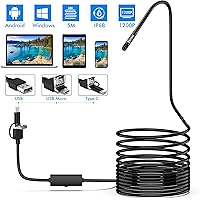 Lightswim Endoskop 3 in 1 USB/Micro USB/Typ C 1200P Inspektionskamera 2,0 Megapixel HD Endoskop wasserdichte halbstarre…