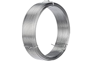 Merriway BH00325 Galvanised Coated Garden Wire, 1.25mm Metres (162.5ft) 16 Gauge 3/64 inch Thickness, Grey, 1.25 mm x 50 m
