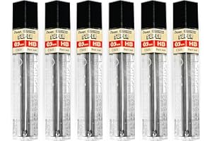 Pentel Super Polymer Refill Replacement Spare Leads for Automatic & Mechanical Pencils (Pack of 6, 0.5mm HB)