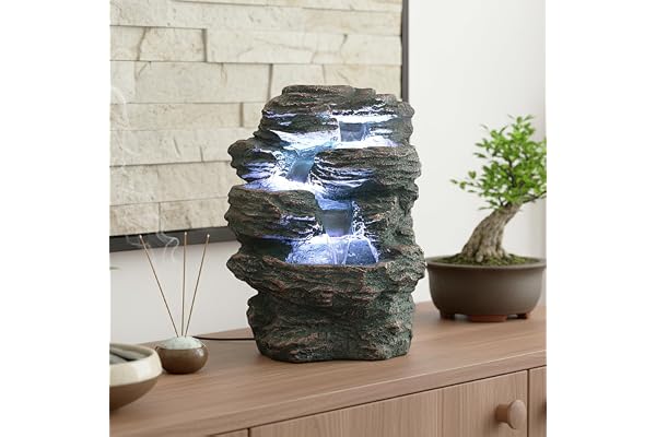 Fontaine d'intérieur Niagara avec éclairage LED Fontaines de Jardin Cascade Fontaine de Table