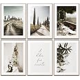 BLCKART Vacay Vibes - Set di poster da parete per soggiorno, in bianco e nero, decorazione da parete (6 x DIN A4 (21 x 29,7 cm