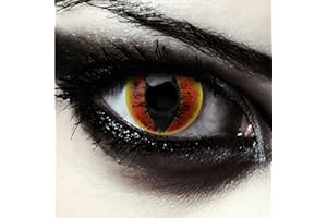 ‎DESIGNLENSES DESIGNLENSES, Farbige feurig gelbe Katzenaugen Halloween Kostüm Kontaktlinsen, 1 Paar (2 Stück),weiche Drachen Farblinsen ohne Stärke, Fire Dragon"
