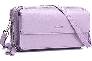 Lanyani Women Wallet RFID Blocking Phone Wallet Wrist Clutch Small Bag with Strap