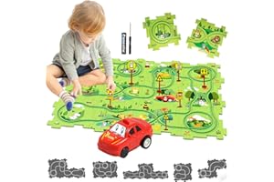 DUOLEEY Pista Macchinine per Bambini DIY Pista del Puzzl DIY Rotta Gioco Giocattolo Educativi Regalo Giochi Bambini 2 3 4 5 6 Anni(Terra)