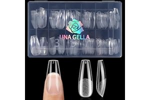 UNA GELLA Capsule Américaine Ongle Ballerina Moyenne Semi-Mat, 120 PCS 12 Tailles Full Cover Capsules Ongles, Coffins Claires, Press-On pour DIY et Salon