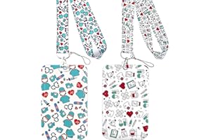 HOMEK 2 pièces Porte Badge Cordon Tour de Cou avec Porte-Cartes, Porte Badge Strap Neck pour Porte Badges d'Identification, Infirmières, Les Clés, Carte Bus, Exposition, Bureau