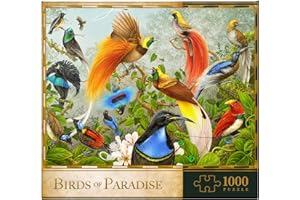 HAGUE GLOBAL 1,000 Piece Birds Of Paradise Puzzle For Adults | Colourful Birds of Paradise Large Jigsaw Puzzle with Premium & Durable Blue Cardboard Pieces with Precise Interlocking Design
