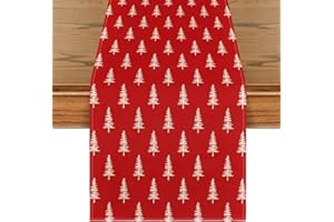 Artoid Mode Camino de mesa «Árboles rojos, Navidad», lavable, cocina moderna, decoración de mesa de invierno, para interior, vacaciones, fiesta, decoración, 40 x 140 cm