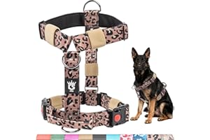 TSPRO Pettorina Tattica per Cani Taglia Grande, Imbracatura Rigida, Resistente e Regolabile, con Fibbia a Sganci Rapide e Maniglia Comoda, per Passeggiate, Corsa e Trekking (Stampa Leopardata M 25)