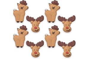 Kaffeehaus Diamant essbare, vegane Zuckerfiguren im Rentier-Motiv, 8 Stück Kuchendekor, Ideal zum Backen von Weihnachtsgebäck, Kuchen & Torten, Vielseitige Rentiermotive für Festliche Kreationen