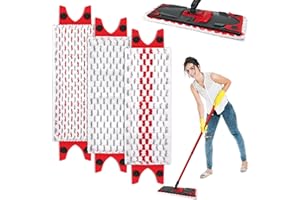 Zeawavsl Set Di Panni Di Ricambio Per Mocio Per Pavimenti Vileda Da 3 Pezzi, Rivestimento In Fibra Di Alta Qualità, Rosso, Compatibile Con La Maggior Parte Delle Gamme Di Mocio Per Pavimenti