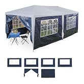 Relaxdays Side Tents 3x6m Set 6, 2x3m, Waterproof, Windows and Door, Polyester, Contact Closure, Navy Blue