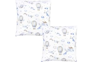 TupTam Federa per Cuscino per Bambini con Motivi Decorativi Set di 2, Aerostato di aria Blu, 40 x 60 cm