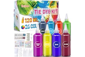 PATIFEED Tie Dye Kit - 26 Vibrant Colours for Kids and Adults - 120ML Large Bottles, Non-Toxic, Permanent - Party Supplies for Large Groups (Up to 45 Projects!)