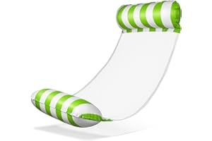 Balinco Amaca galleggiante con rete, gonfiabile, con braccioli, utilizzabile come materassino, lettino relax galleggiante, giocattolo acquatico per bambini e adulti, colore: verde e bianco