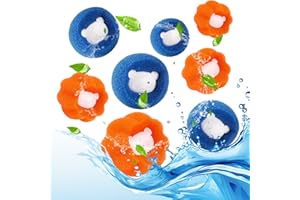 QEERINER Tierhaarentferner Waschmaschine, 8er-Packtierhaare Waschmaschine, Wiederverwendbare Fusselbälle Waschmaschine, Flusenfilter zum Entfernen von Tierhaaren, Hundehaaren, Katzenhaaren. (Blau+Orange)