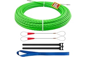 DZDSBB Pomoc do wciągania kabli 50 m, 4,5 mm, spirala do wciągania kabla, pomoc do wciągania kabli, z 2 sprężynami prowadzącymi, pomoc w ciągnięciu kabli, taśma do wciągania