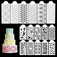 Ivana's 16PCs Cake Decorating Stencils, Floral Cake Templates, Fine Hollow Lace Cookie Fondant Dessert Decorating Molds, Side Baking Mesh Stencil Tool