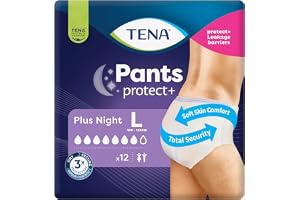 TENA Lot de 12 Culottes Plus Night Large pour fuites urinaires mixte - AdaptÈe a la nuit - Taille L - Lot de 12
