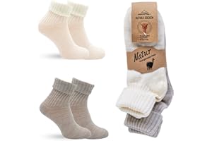 MOUNTREX® Alpaka Socken, Wollsocken für Damen und Herren - Wintersocken, Warme Haussocken, Thermosocken - Dünn - Kuschelsocken - 2 Paar