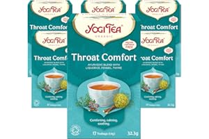 Yogi Tea, Throat Comfort, Organic Herbal Tea, Naturally Caffeine Free, Blend of Liquorice, Fennel and Thyme, 6 Packs x 17 Tea Bags (102 Teabags Total)