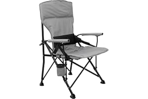 Homecall - Silla de camping alto con rip-stop, plegable de poliéster 600D con protección antidesgarros y acolchado de esponja, gris