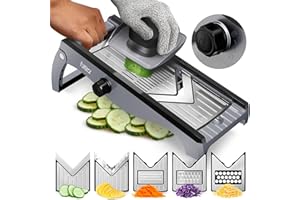 FULLSTAR Adjustable Kitchen Mandoline Vegetable Slicer - Mandoline Food Slicer - Mandolin Veggie Julienne Cutter & Cheese Grater - Potato Veg Slicer - Kitchen Tools & Gadgets (5-in-1 Stainless Steel)