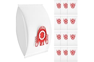 ISINGO 12 Pack FJM Vacuum Bags Compatible with Miele Hoover Bag, HyClean FJM Vacuum Bags for Compact C1, Compact C2, S4000 S6000 Series, Includes 4 Motor Filters & 4 AirClean Filters