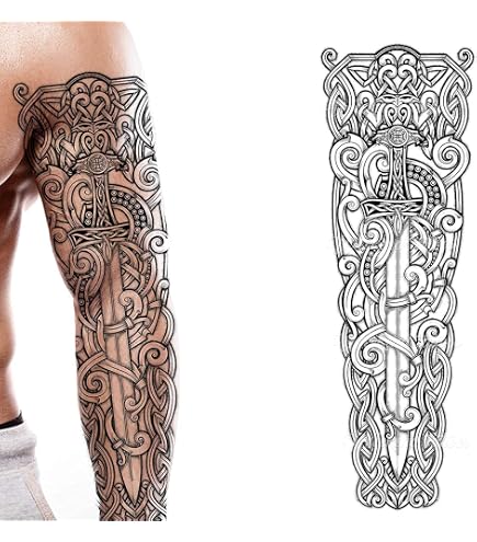 Tatuajes Temporales Vikingos – 14 Diseños Resistentes Al Agua Para Adultos Y Niños, Fáciles De Aplicar