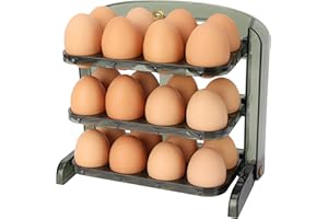 BELLE VOUS Dispensador de Huevos de Plástico para 24 Huevos - Almacenamiento de Huevos Refrigerador - Ahorra Espacio 3 Niveles - Hueveras para Frigorifico - Caja Organizadora