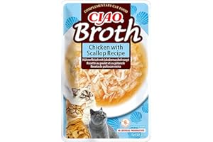 INABA Churu Broth - Bulion dla kotów - Przekąski Przepis Kurczak i muszelka - Nagrody białkowe zwierząt - Bez zbóż, konserwantów, barwników - Tylko 16Cal - 40g