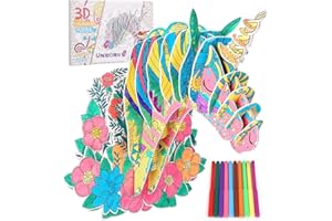 TIDEVAN Puzzle di Pittura Puzzle di Pittura 3D Puzzle 3D Kit Set di Puzzle da Colorare Colorare Arte per la Famiglia Attività, Regali di Natale e Capodanno per Bambini sopra i 5 Anni -Unicorno