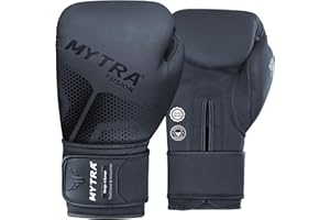 Mytra Fusion Gant de Boxe Homme et Femmes Gants de Boxe Cuir véritable Gants Boxe pour la Boxe, Le poinçonnage, l'entraînement et l'entraînement MMA 10, 12, 14, 16 oz Gant de Boxe