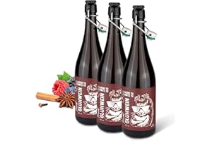‎ZWÖNITZER HANDWERKLICH GEBRAUT Brauerei Zwönitz Fruit Mulled Wine 3 x 750 ml/Mulled Wine Red from Raspberries, Blueberries and Cherries in Chic Bottle - Gift Idea/Fruit Wine