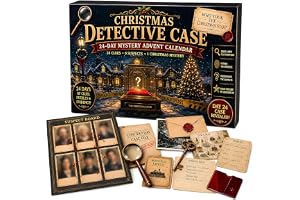 24-dagars Escape Room Mystery adventskalender, interaktiv familj jul | Hållbart tryckt pappersmaterial, familjesemester inomhusunderhållning, 6 unika berättelseteman, 24-dagars ledtråd löser