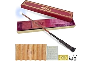 FTJKGH Harry Zauberstab mit Licht, Elderstab Harry Zauberstab Glühen, USB Aufladung Zauberstab in Geschenkbox mit Karte, Stationsticket, Landkarte, Halloween Magische Dumbl Zauberstab für Kinder