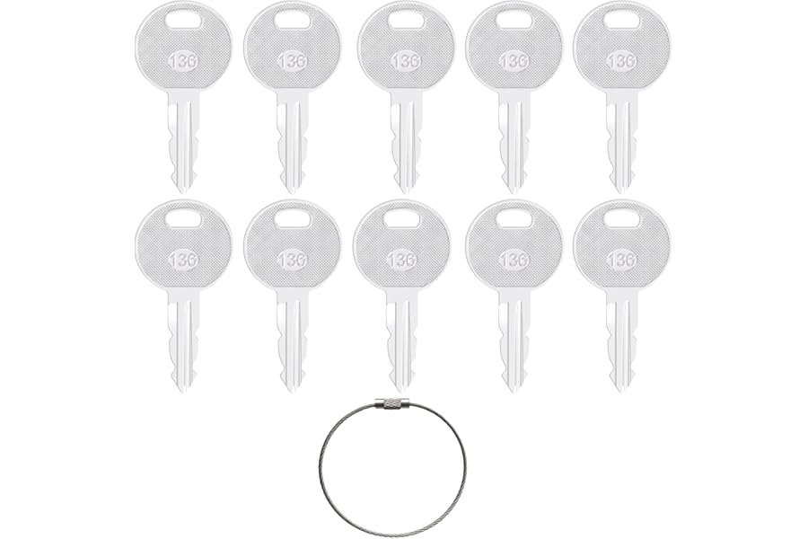 Ignition Starter Keys,10Pcs 1051 Keys for Heavy Machinery 1051 Key Thwaites Dumper Replacement T104633 Compatible with Thwaites Dumpers, Tri Mark, and Lucas