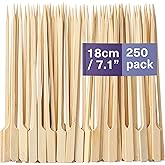MATANA 250 Wooden Paddle Skewers, 18cm - Flat Bamboo Sticks - Cocktails, Kebab, Burger, Barbecue, Chocolate Fountain, Fruits,
