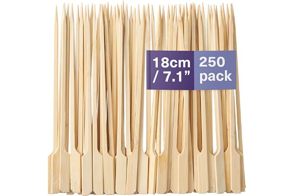 MATANA 250 Piques à Brochettes en Bois pour Barbecues & Apéritifs, 18cm - Fêtes, Anniversaires, Mariages, Pique-niques - Solide & Pratique