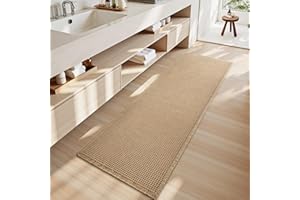 SIXHOME Bath Mat Waffle Super Absorbent Non Slip Bath Ultra Soft Mats for Bathroom Washable Bathroom Rugs with Tassels Rubber Backed Bathroom Mats Brown 40 * 60cm