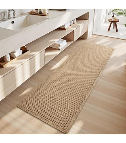 ZALL Badematte Im Waffelmuster – 45,7 X 76,2 Cm, Super Saugfähig & Rutschfest, Braun, Maschinenwaschbar