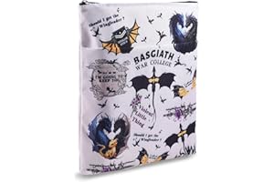 Tawdull Fourth Wing Merch Book Sleeve with Zipper, Basgiath War College Book Protector with Dragon Riders Graphic for Dragons Lovers, Fourth Wing Gifts Book Sleeves for Fans