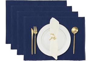 RAJRANG Blue Depths Dining Placemats Set of 4-48 x 33 cm Fine Ribbed Cotton Kitchen Dinner Table Place Mat for Home Kitchen Cafe Restaurant Hotel