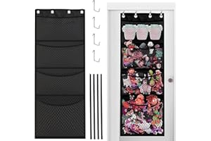 YOYIAG Organizador Colgante de Peluche: Organizador Colgante, Bolsa Almacenamiento, Almacenamiento Colgar, Bolsa Almacenamiento Transpirable 4 Ganchos, 4 Barras Soporte, Estante Colgante (Negro)