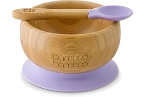 bamboo bamboo ® Baby and Toddler Suction Bowl Set for Feeding and Weaning | Outstanding Suction | Bamboo Baby Suction Bowls with Matching Spoon Set from 6 Months