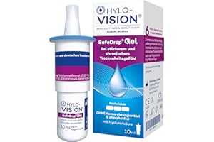 Hylo-Vision SafeDrop Gel Augentropfen – Linderung bei stark und chronisch trockenen Augen, intensive Befeuchtung, hochviskos, konservierungsmittelfrei, geeignet bei Kontaktlinsen, 10 ml