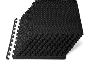 ProsourceFit Träningsmatta 12 mm tjock (½ tum), varje platta mäter 60 x 60 cm, EVA-skum, sammankopplade plattor, skyddande